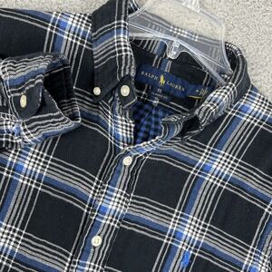 Ralph Lauren Shirt Mens Medium Blue Plaid Flannel Classic Fit Button Down Casual